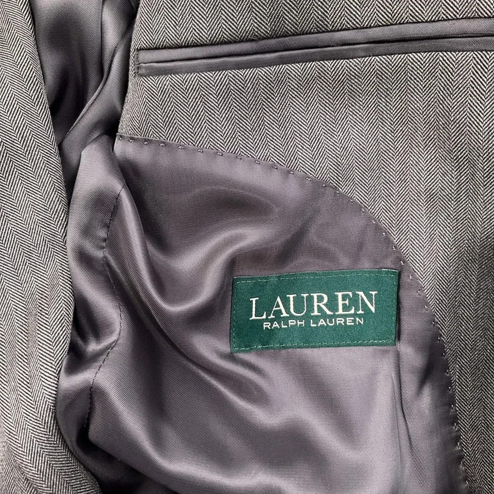 Lauren Ralph Lauren Blazer Mens 40R Gray Herringbone Camel Hair‎ Wool Sport Coat